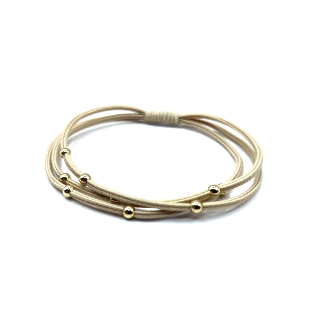 Erin Gray Single Water Pony 3mm Gold Waterproof Hair Band in Beige