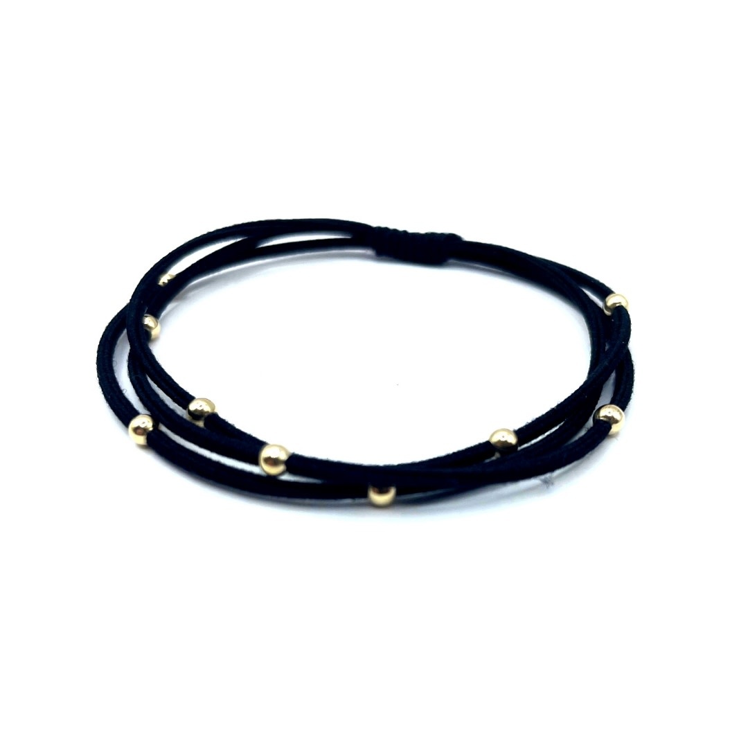 Erin Gray Single Water Pony 3mm Gold Waterproof Hair Band in Black