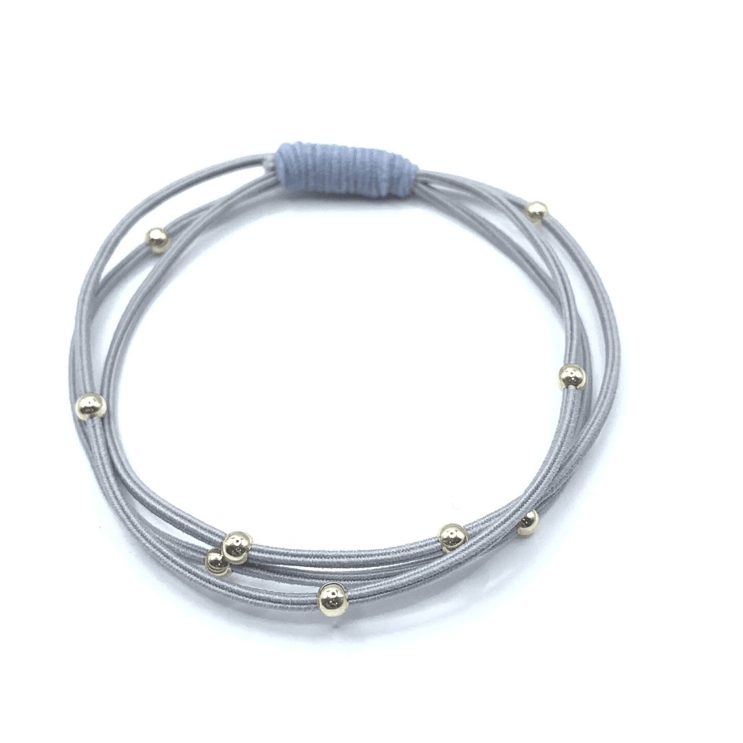Erin Gray Single Water Pony 3mm Gold Waterproof Hair Band in Gray (Light Blue Wrap)