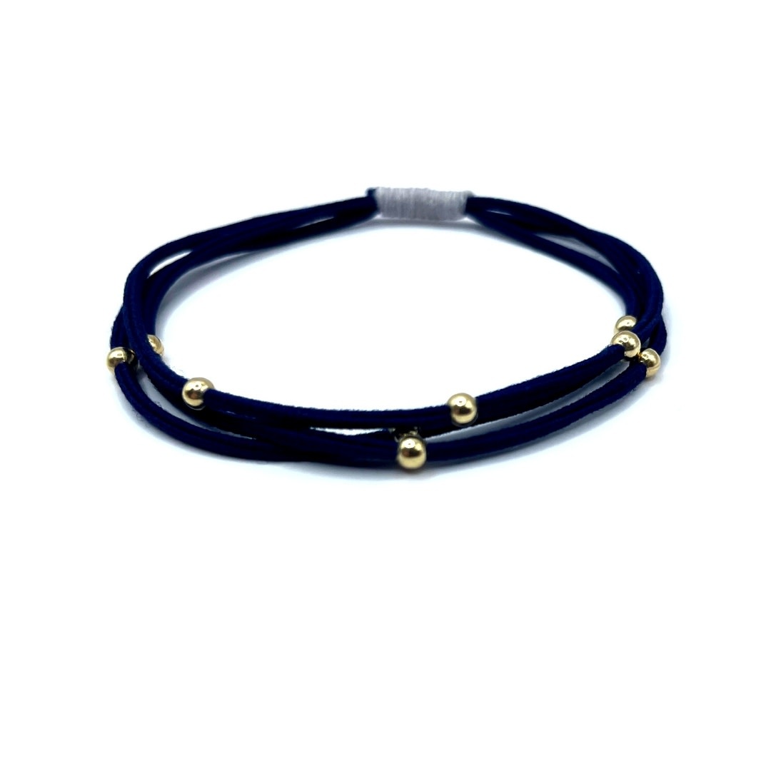 Erin Gray Single Water Pony 3mm Gold Waterproof Hair Band in Navy (w Gray Wrap)