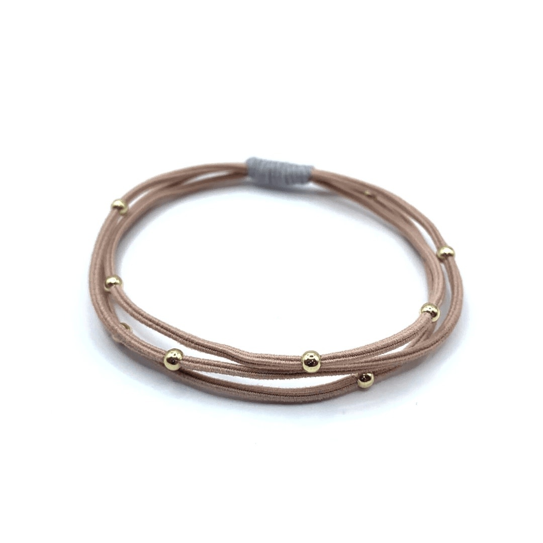 Erin Gray Single Water Pony 3mm Gold Waterproof Hair Band in Blush Peach (w Gray Wrap)