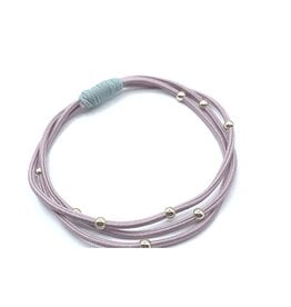 Erin Gray Single Water Pony 3mm Gold Waterproof Hair Band in Pink (Lavender Pink w  Light Blue Wrap)