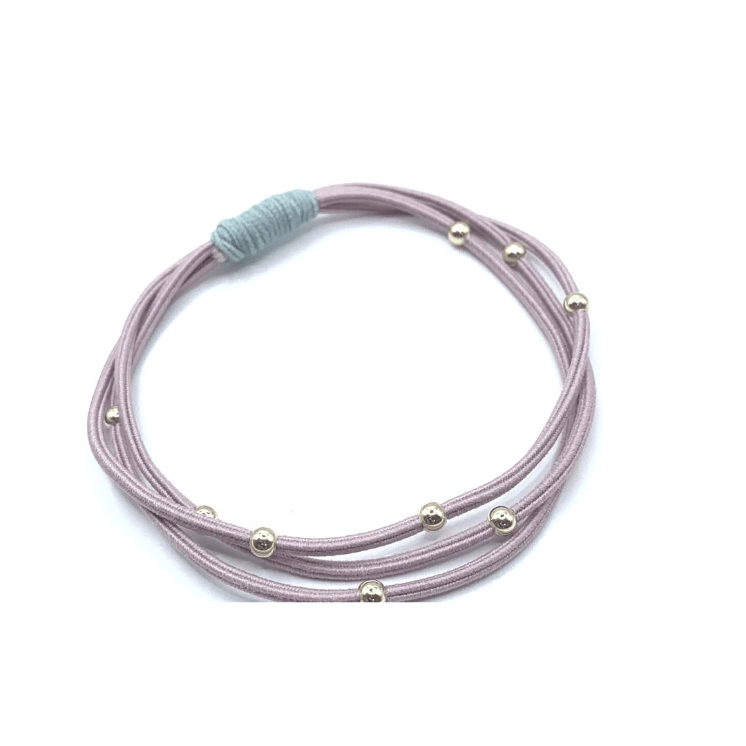 Erin Gray Single Water Pony 3mm Gold Waterproof Hair Band in Pink (Lavender Pink w  Light Blue Wrap)