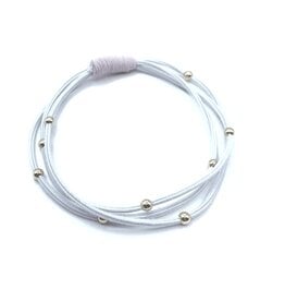 Erin Gray Single Water Pony 3mm Gold Waterproof Hair Band in White (w Pink Wrap)