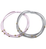 Erin Gray 3mm Gold Water Pony Waterproof Bracelet Hair Bands in Gray and Pink