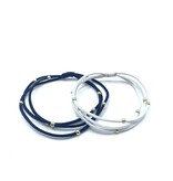 Erin Gray 3mm Gold Water Pony Waterproof Bracelet Hair Bands Set of 2 in Navy and White