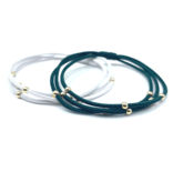 Erin Gray 3mm Gold Water Pony Waterproof Bracelet Hair Bands in Green and White (Badin)