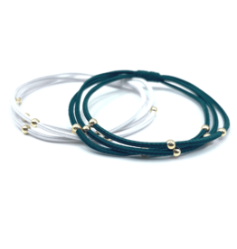 Erin Gray 3mm Gold Water Pony Waterproof Bracelet Hair Bands Set of 2 in Green and White (Badin)