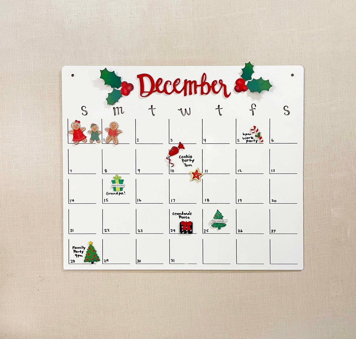 Roeda Studio Calendar Monthly Dry Erase - 19"h x 22"w
