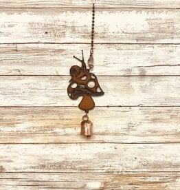Universal Ironworks Inc Mushroom with Snail Rustic Metal Garden Bell Chime
