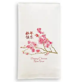 French Graffiti Cherry Blossoms w Chinese Characters Tea Towel (no words)