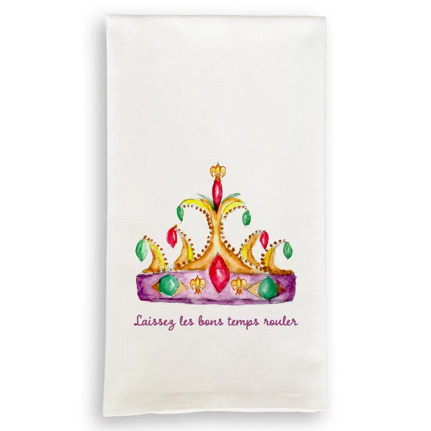 French Graffiti Mardis Gras Crown Tea Towel