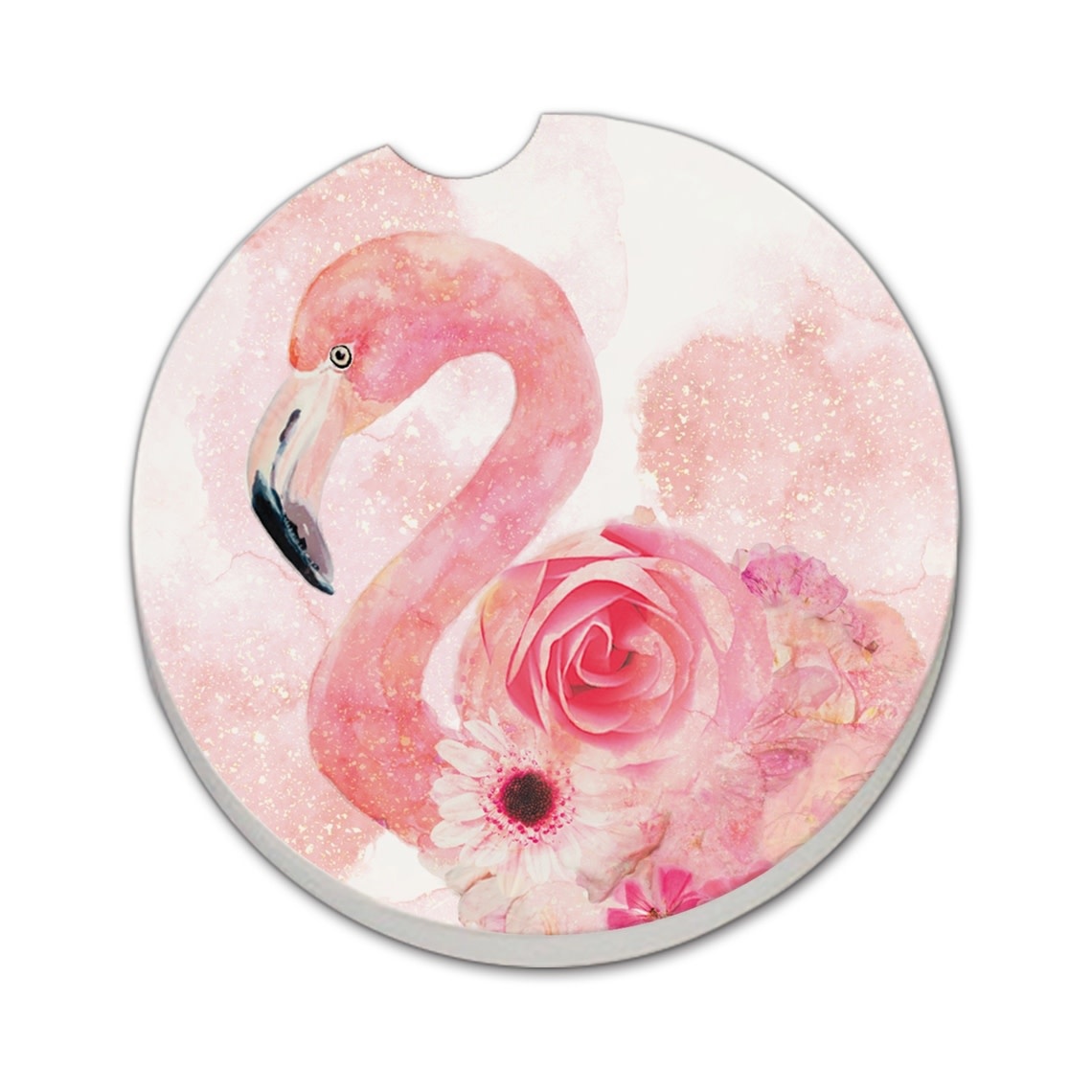 CounterArt and Highland Home "Floral Flamingo" Stone Car Coaster
