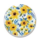 CounterArt and Highland Home "Sapphire Gold Sunflowers" Stone Car Coaster