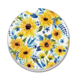 CounterArt and Highland Home Sapphire Gold Sunflowers Stone Car Coaster