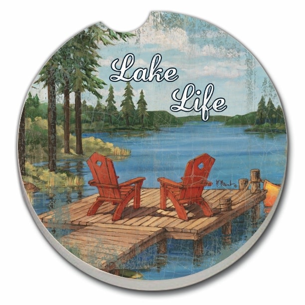 CounterArt and Highland Home Lake Life Absorbent Stone Car Coaster