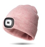 Night Scout Night Scout LED Flashlight LIGHT PINK Knit Beanie Hat (USB rechargeable)