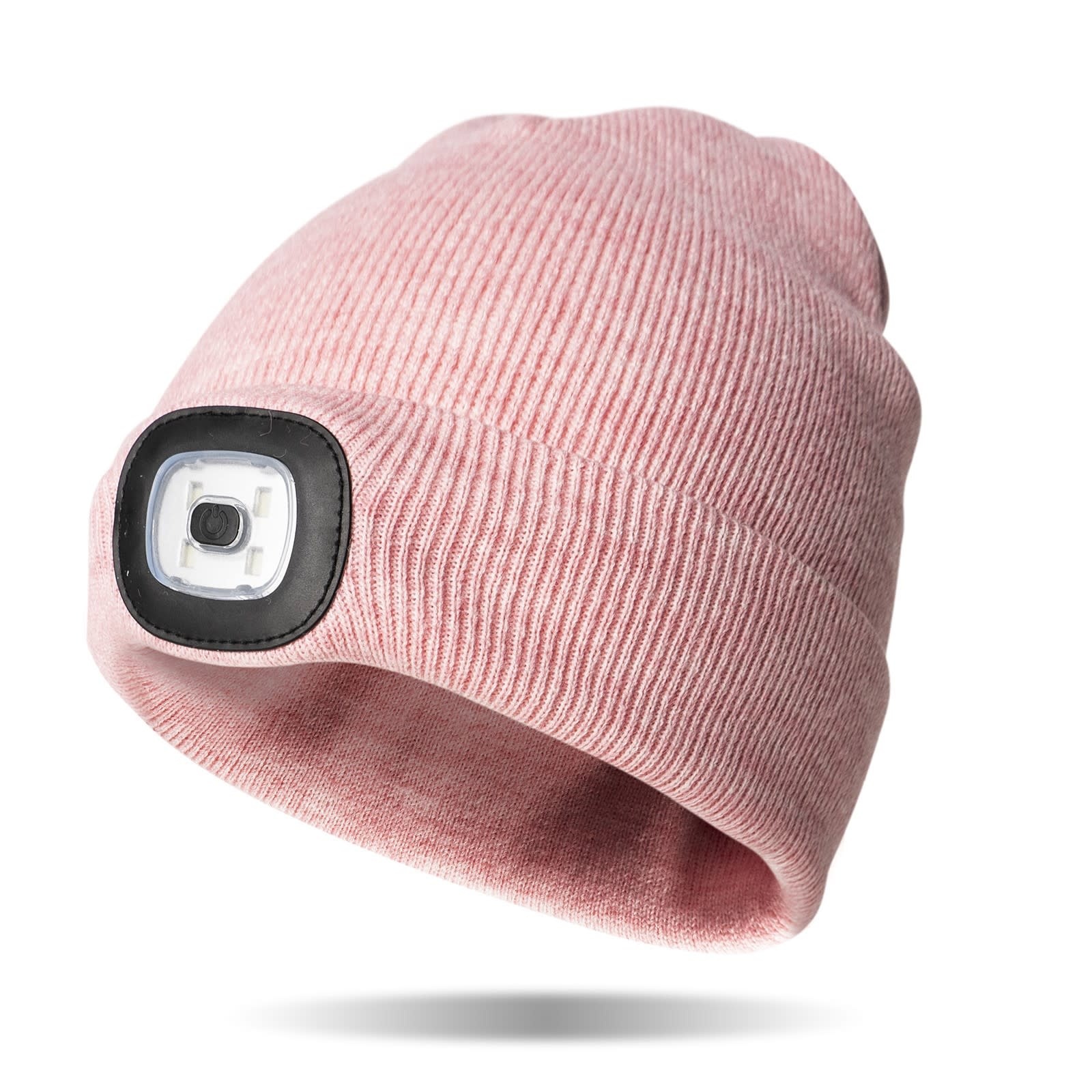 Night Scout Night Scout LED Flashlight LIGHT PINK Knit Beanie Hat (USB rechargeable)