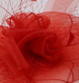 FLEURISH Red Fascinator Netted Stitched Flower