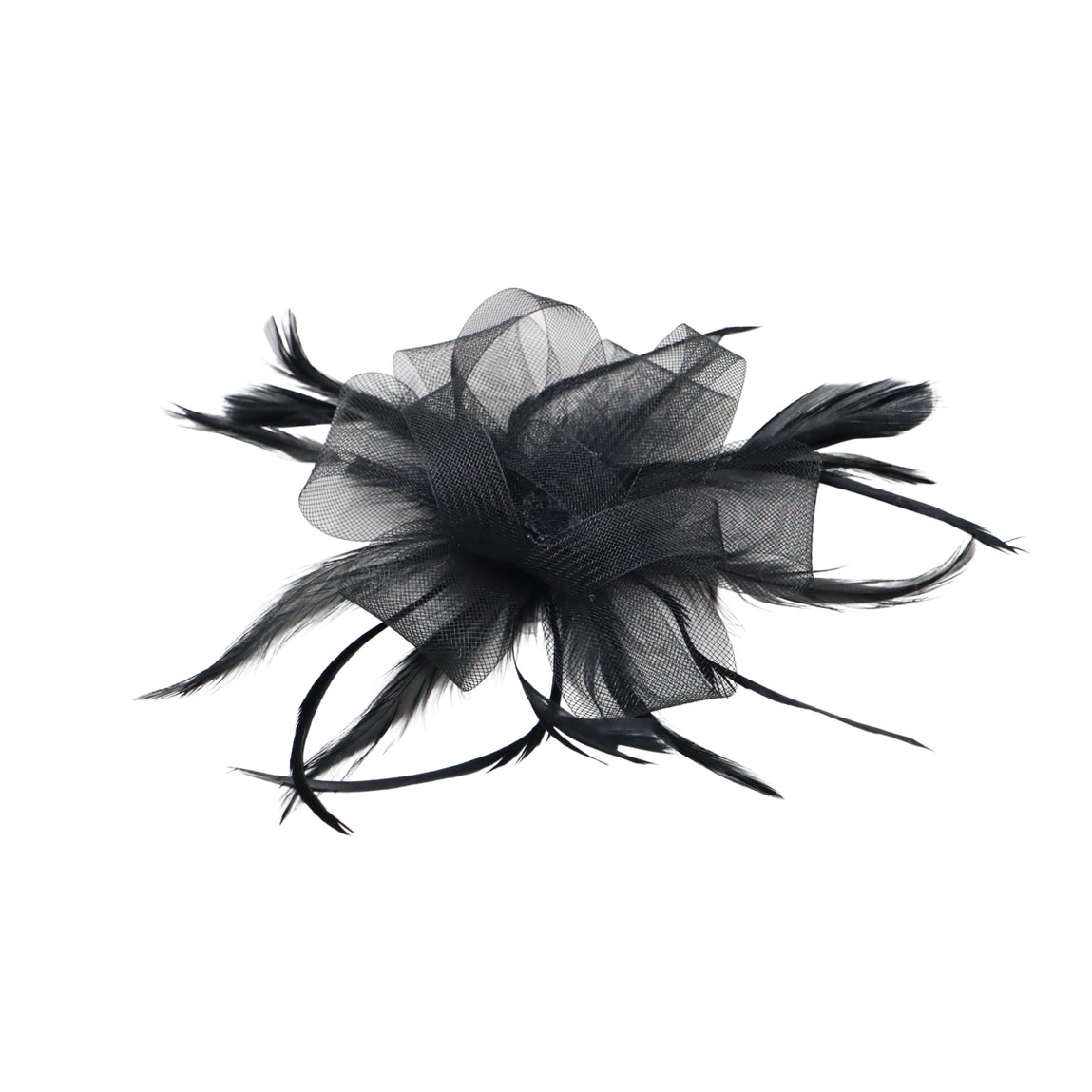 FLEURISH Small Black Fascinator Feather Bow