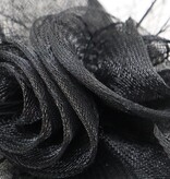 FLEURISH Black Fascinator Netted Stitched Flower