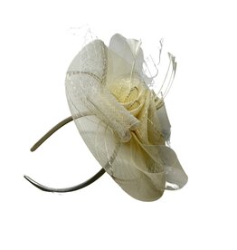 FLEURISH Cream Fascinator Netted Stitched Flower