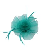 FLEURISH Small Green Fascinator Flower w Feather