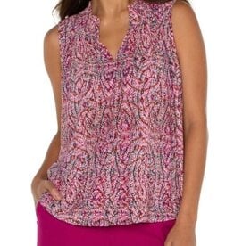 Liverpool Los Angeles sleeveless knit blouse w/ smocked neck