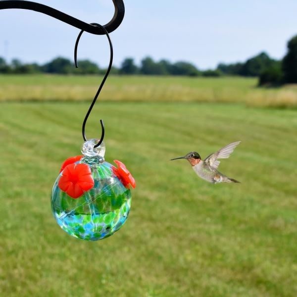 FLEURISH Ocean Shades Glass Hummingbird Feeder