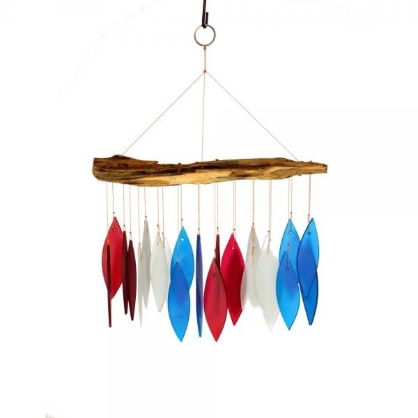 FLEURISH Red, White & Blue Glass Wind Chime