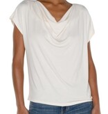 Liverpool Los Angeles short sleeve draped cowl neck knit top