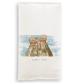 French Graffiti Sitting on the Dock Lake Life Tea Towel