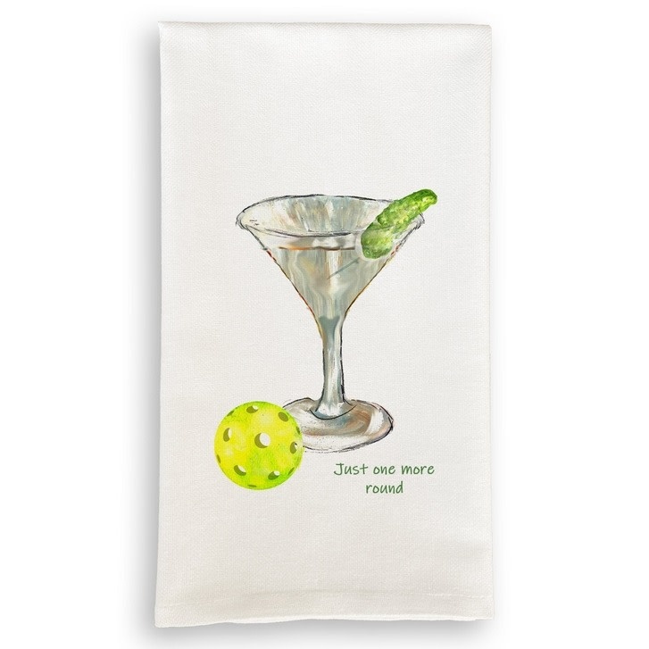 French Graffiti One More Round of Pickleball Tea Towel