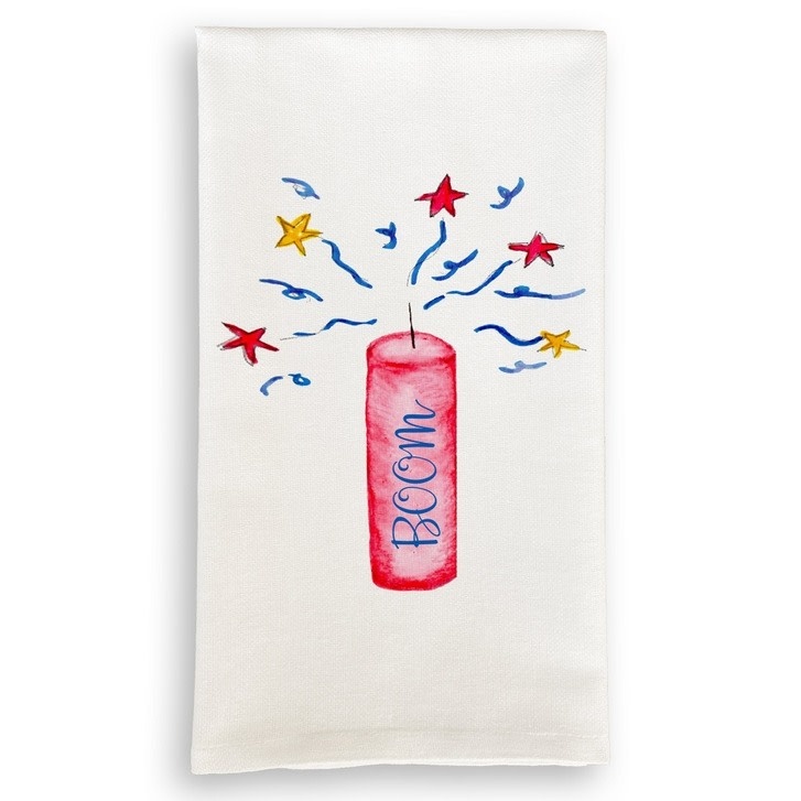 French Graffiti Boom Firecracker Tea Towel