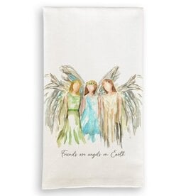 French Graffiti Celestial Angels w Friends Quote Tea Towel