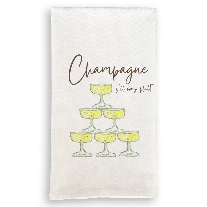 French Graffiti Champagne S'il Vous Plait Tea Towel
