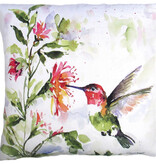 FLEURISH Hummers W/Hanging Plant 2 Outdoor Pillow 18x18