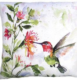 FLEURISH Hummers W/Hanging Plant 2 Outdoor Pillow 18x18