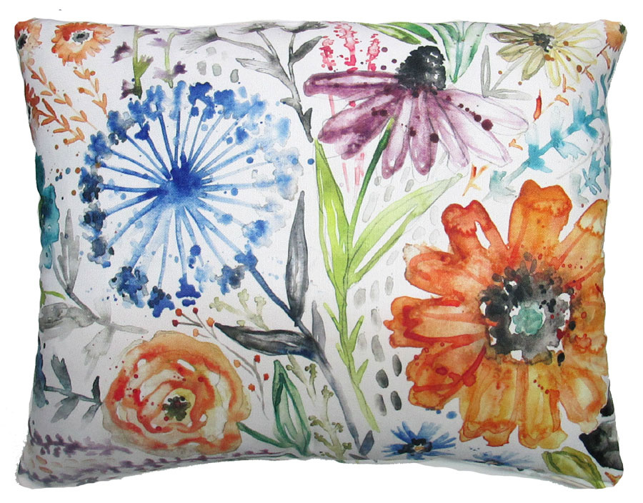 FLEURISH Watercolor Wildflower Outdoor Pillow 18x18
