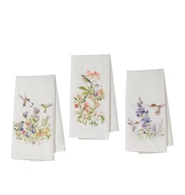 FLEURISH 28"L Fabric Hummingbird Design Tea Towel