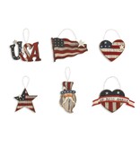 FLEURISH 4.9"L Wood Patriotic Americana Ornament (choice of 6 styles) USA