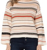 Liverpool Los Angeles Cream Boat Neck Textured Stripe Sweater