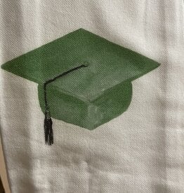 French Graffiti Green Graduation Cap Tea Towel