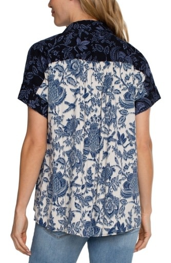 Liverpool Los Angeles collared camp shirt ikat floral