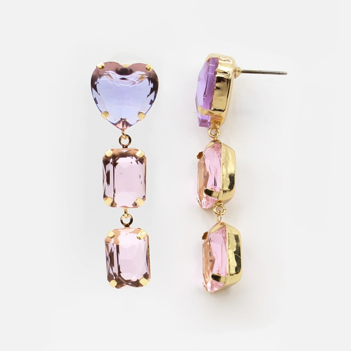 Lou & Co. Lavender Three-Tier Gemstone Earrings