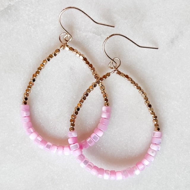 Lou & Co. Pink Beaded Teardrop Earrings