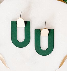 Lou & Co. Green Rubber-Coated U Earrings