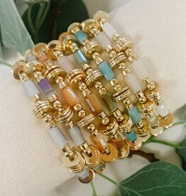 Lou & Co. Stretch Bracelet With Gold and Glass Beads (various)