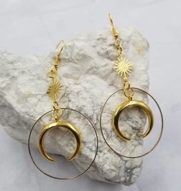 FLEURISH Boho Moon and Sun Dangle Earrings