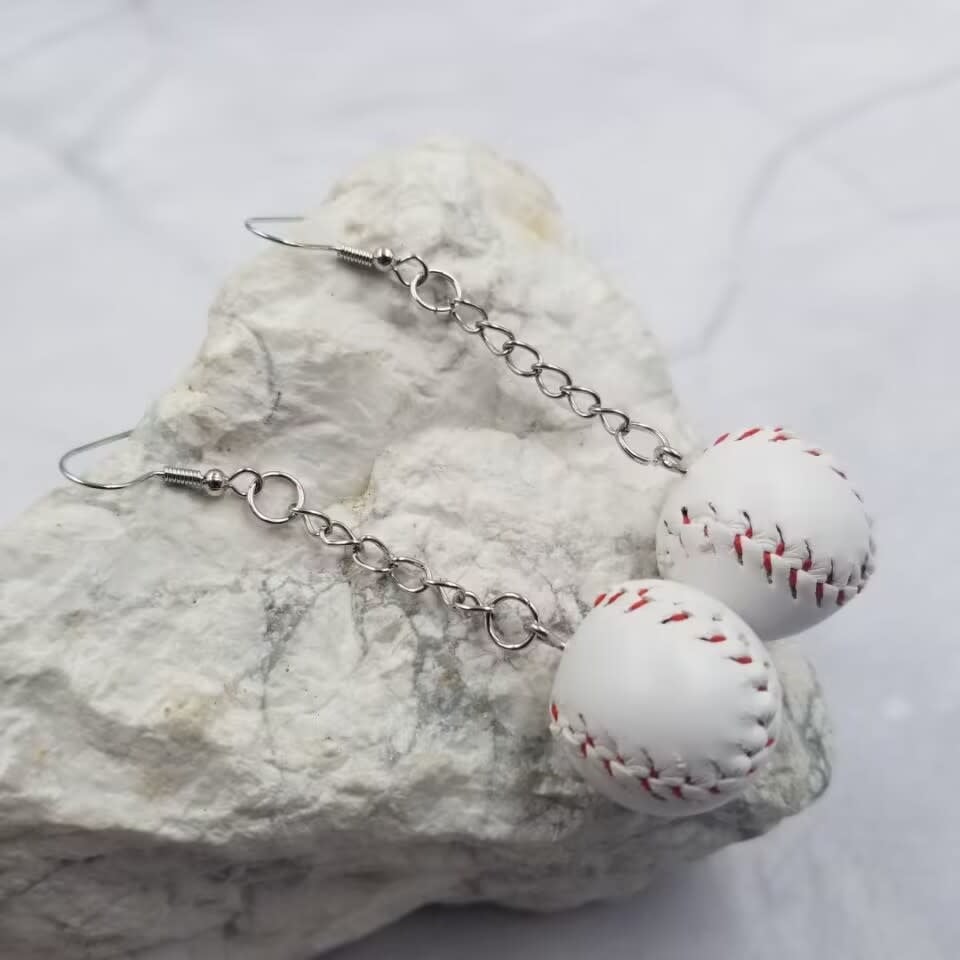 FLEURISH Handmade Baseball Chain Earrings
